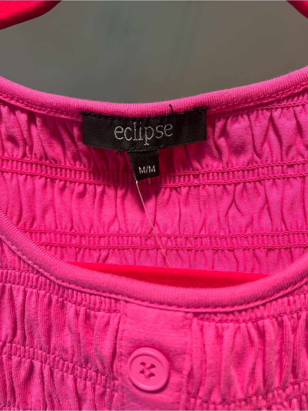 NWT Eclipse Fuchsia Smocked Ruffle Hem Tank Top - Picture 3 of 6
